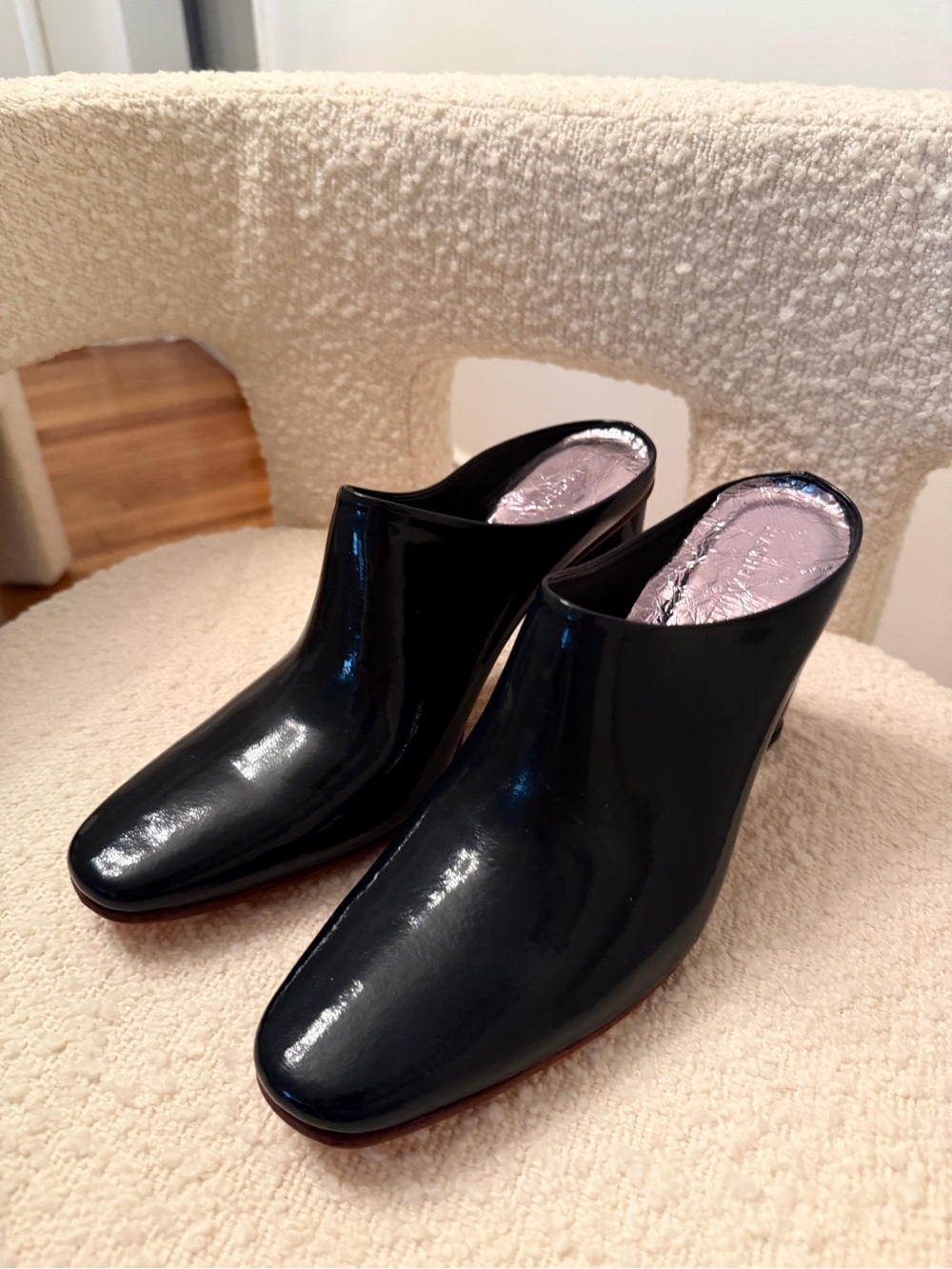 Rachel Comey Patent Leather Dark Teal Mules